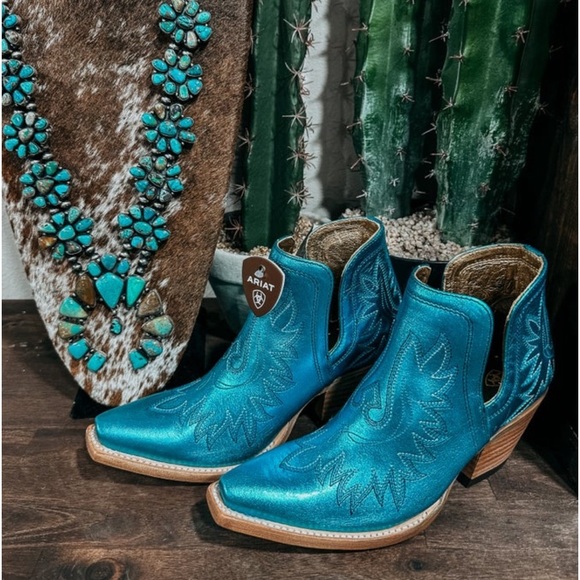 ARIAT WOMEN'S DIXON WESTERN BOOTIES/BOOT| Electric Calypso (Blue/Turquoise)| NEW - Picture 2 of 16